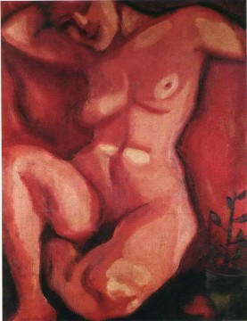 Red Nude Sitting Up Zeitgenosse Marc Chagall Ölgemälde
